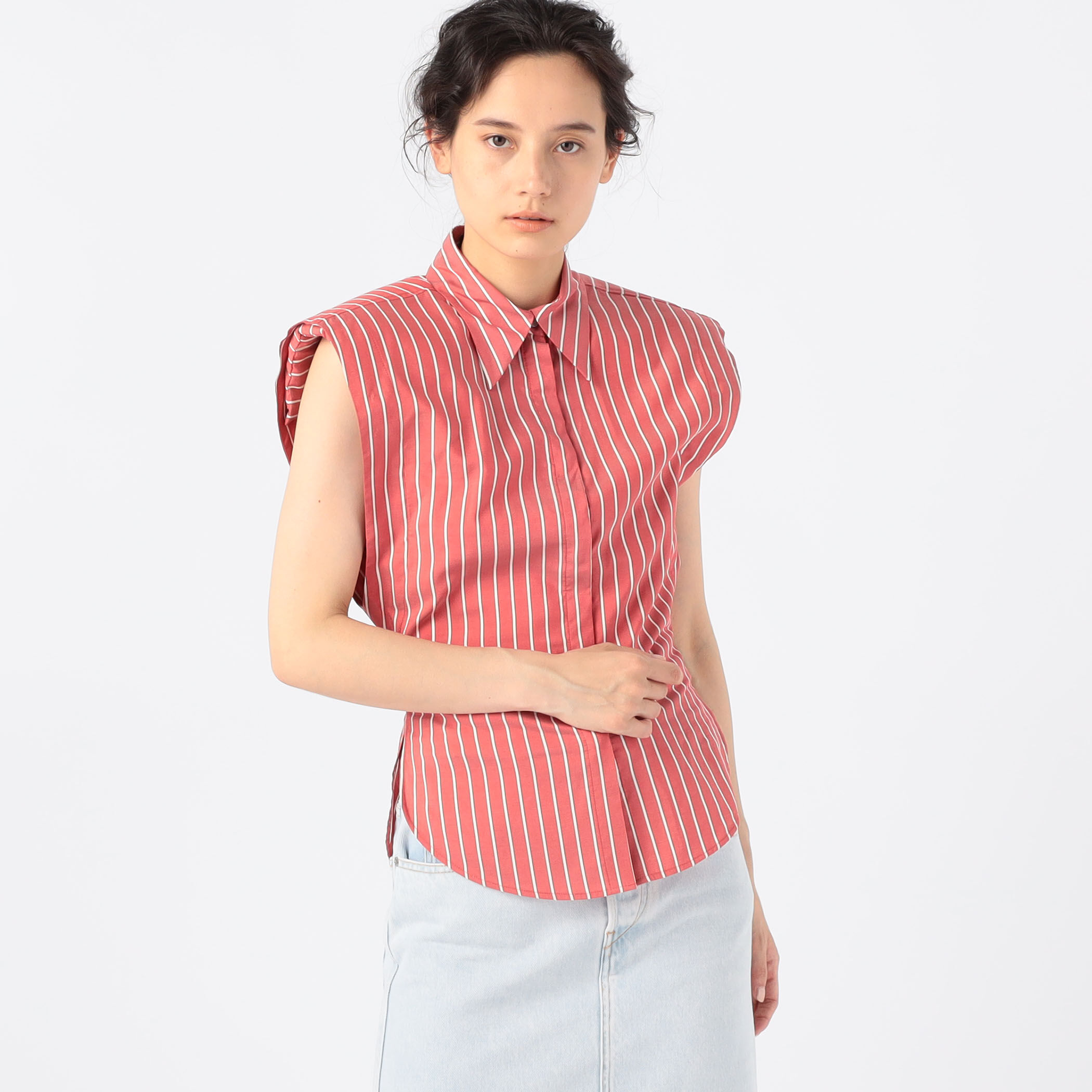 Isabel Marant Pour ☆kids ノースリーブ ISABEL MARANT ENZA シルクストライプ ノースリーブシャツ