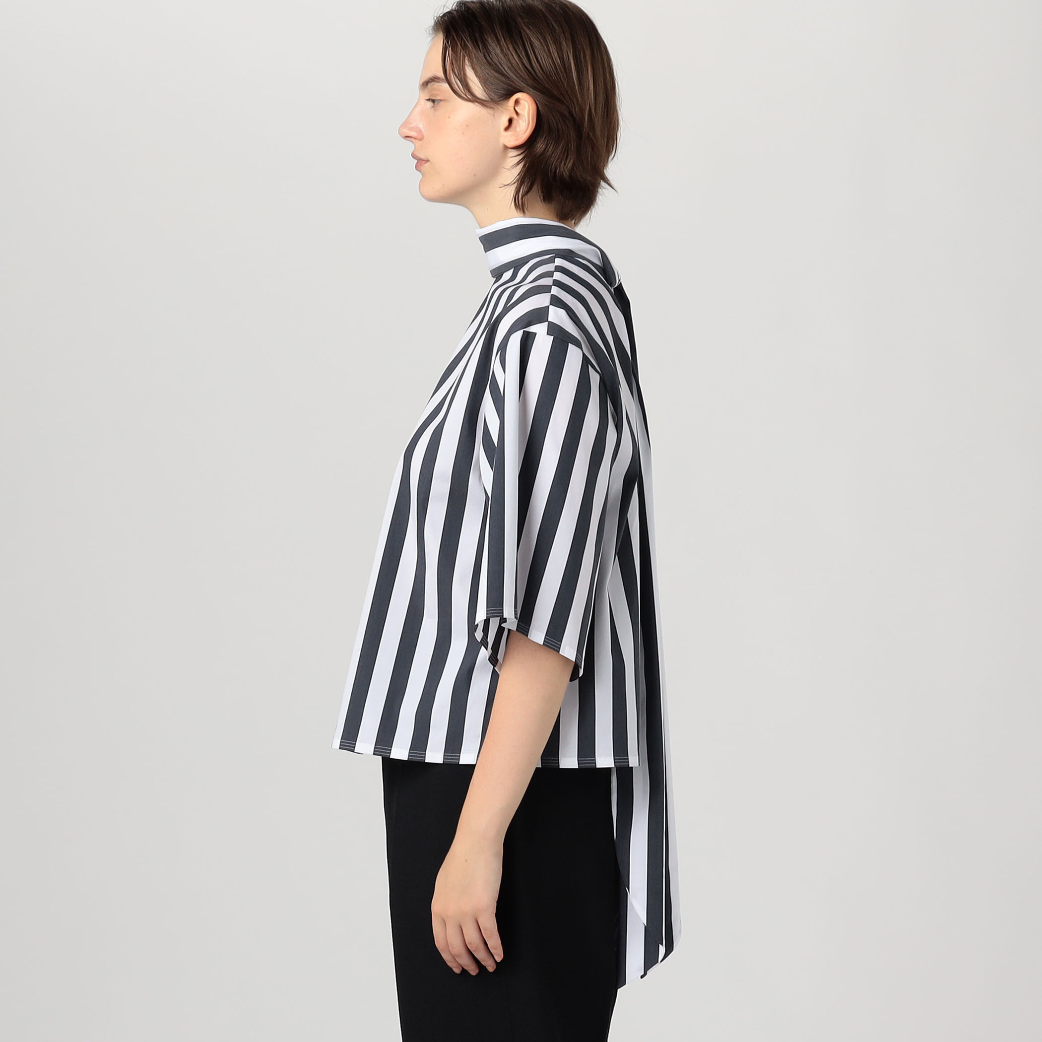 美品＊トゥモローランド系列デプレ コットンストライプブラウス 36 ブルー 半袖 美品♪トゥモローランド系列デプレ コットンストライプブラウス 36