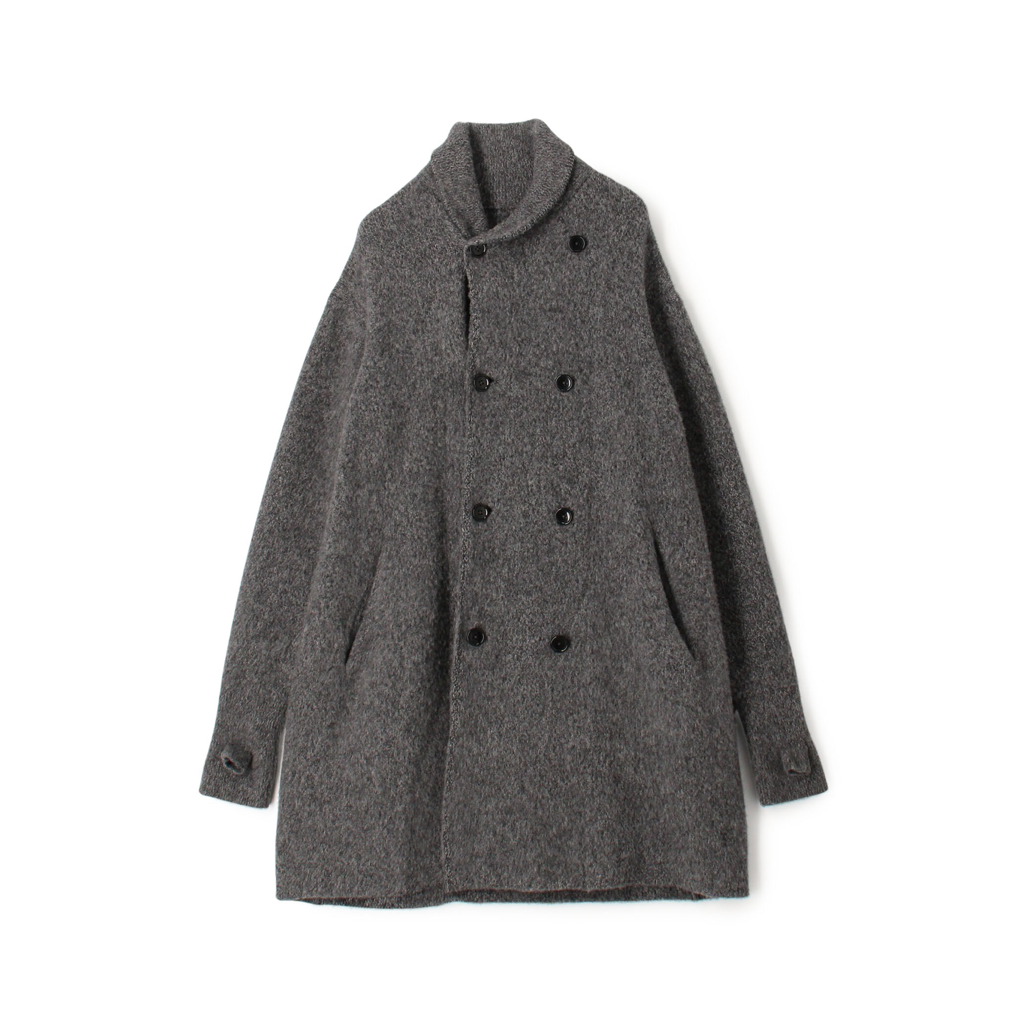ウールカシミヤシルク ダブルブレステッド ニットコート