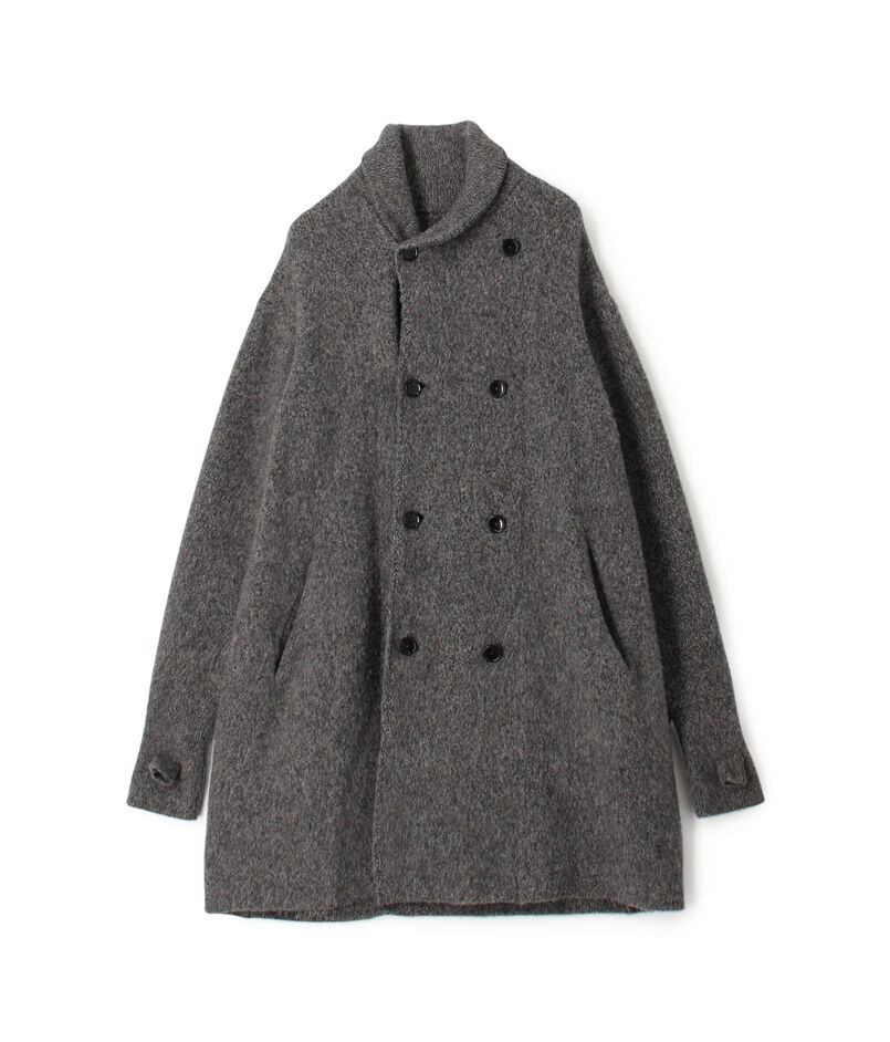 ウールカシミヤシルク ダブルブレステッド ニットコート