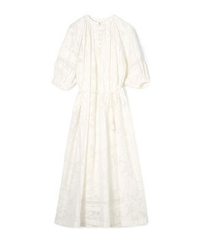 コットンカットジャカード パフスリーブワンピース