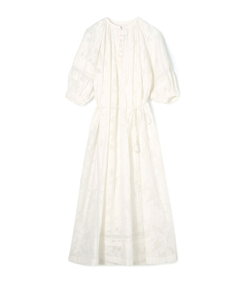 コットンカットジャカード パフスリーブワンピース