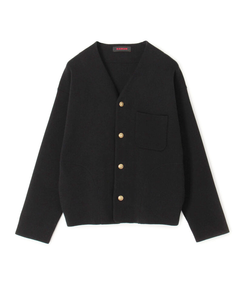 コットンカシミヤ ハイVネックカーディガン