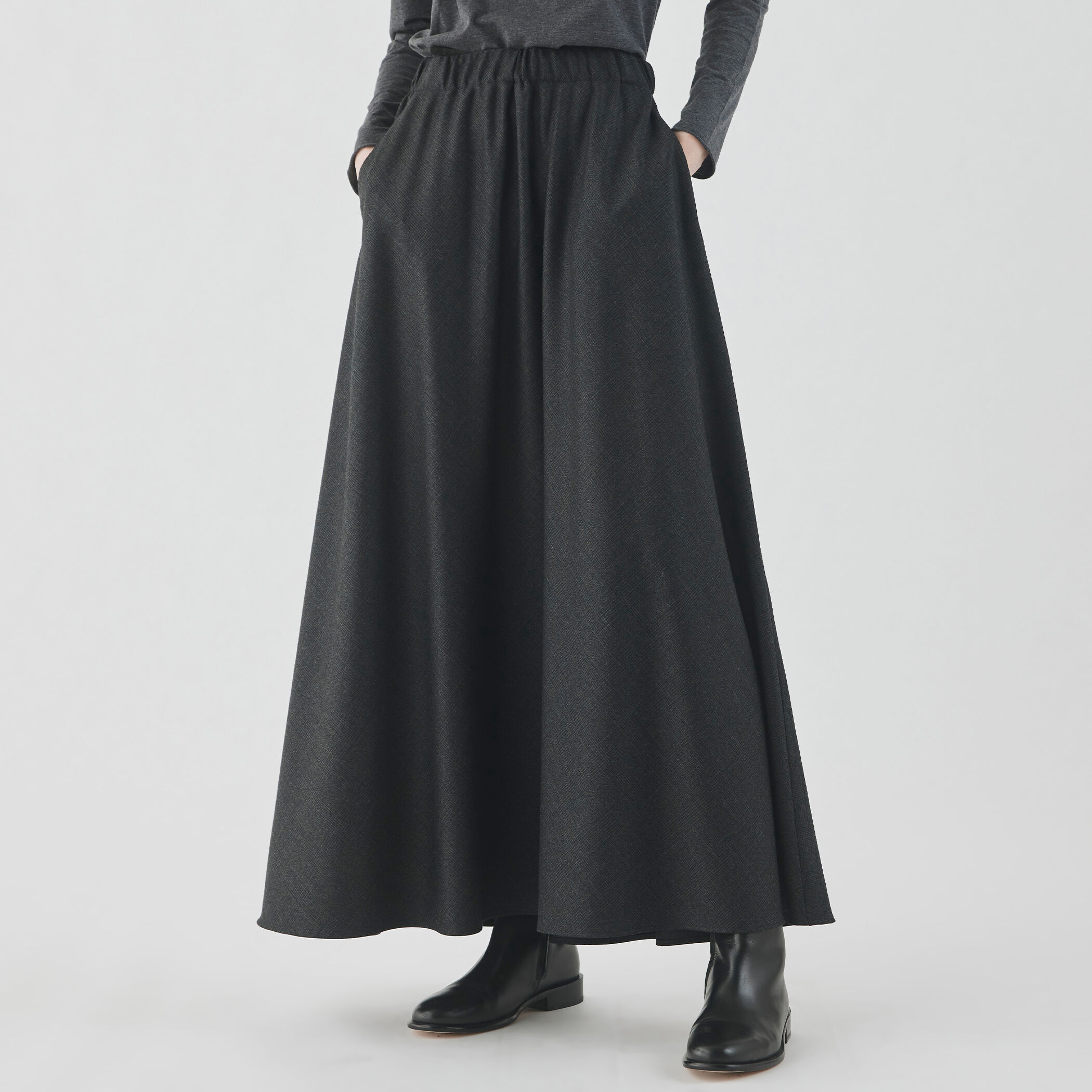フラノストレッチ ギャザーマキシスカート｜トゥモローランド 公式通販