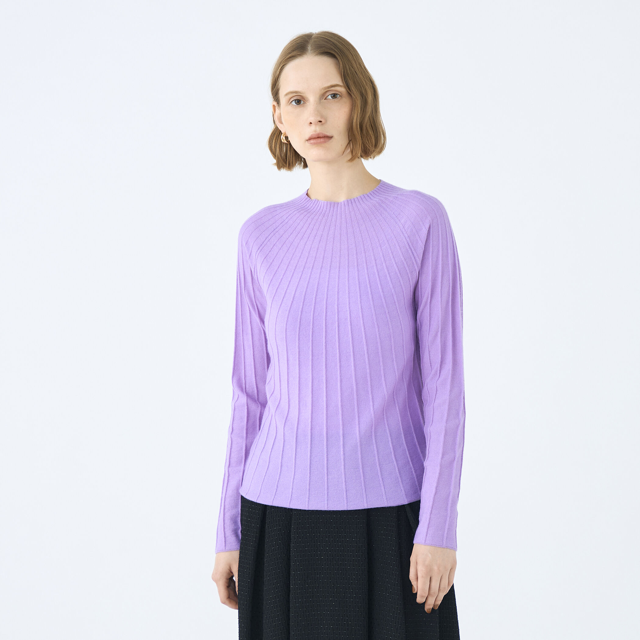 【専用品】トゥモローランド／カシミアシルク／ニット／パープル セール】 カシミヤ×スーパーキッドモヘヤ クルーネックプルオーバー