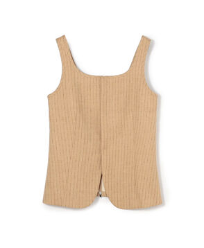 シルクネップリネン スクエアネックジレ