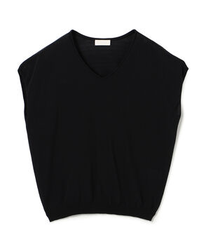 サスティナブルコットンナイロン Vネックノースリーブプルオーバー