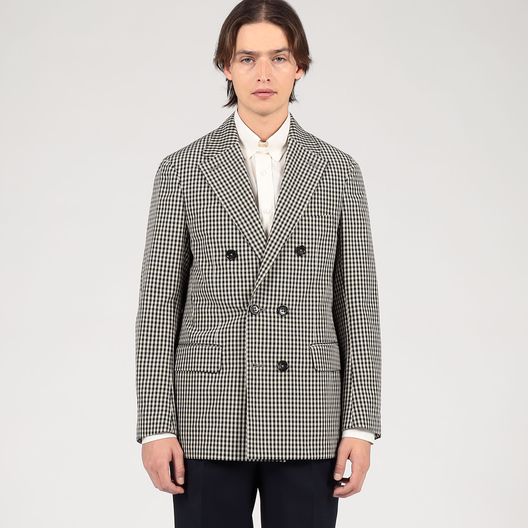 TOMORROWLAND PILGRIM シルクカシミア ギンガムチェック ダブルブレス