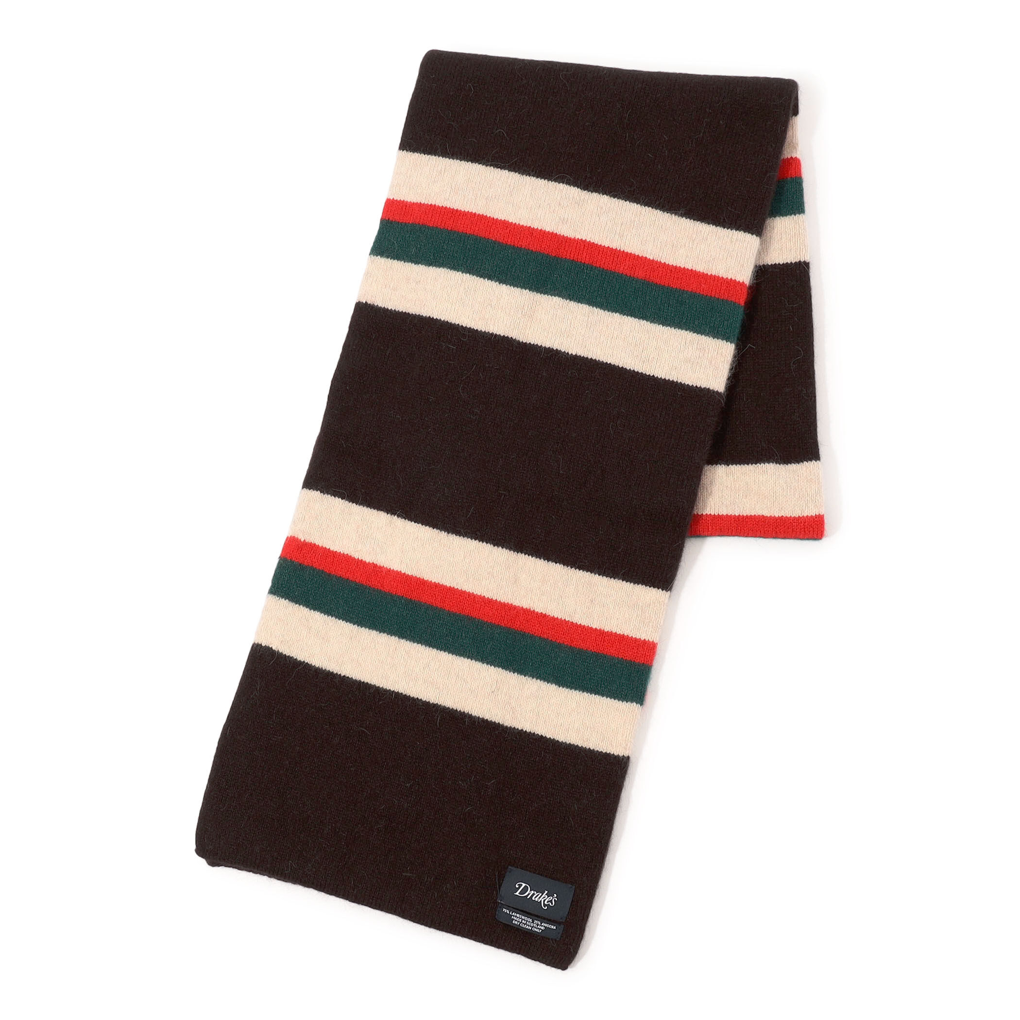 Drake's ウールアンゴラ ボーダー ニットマフラー
