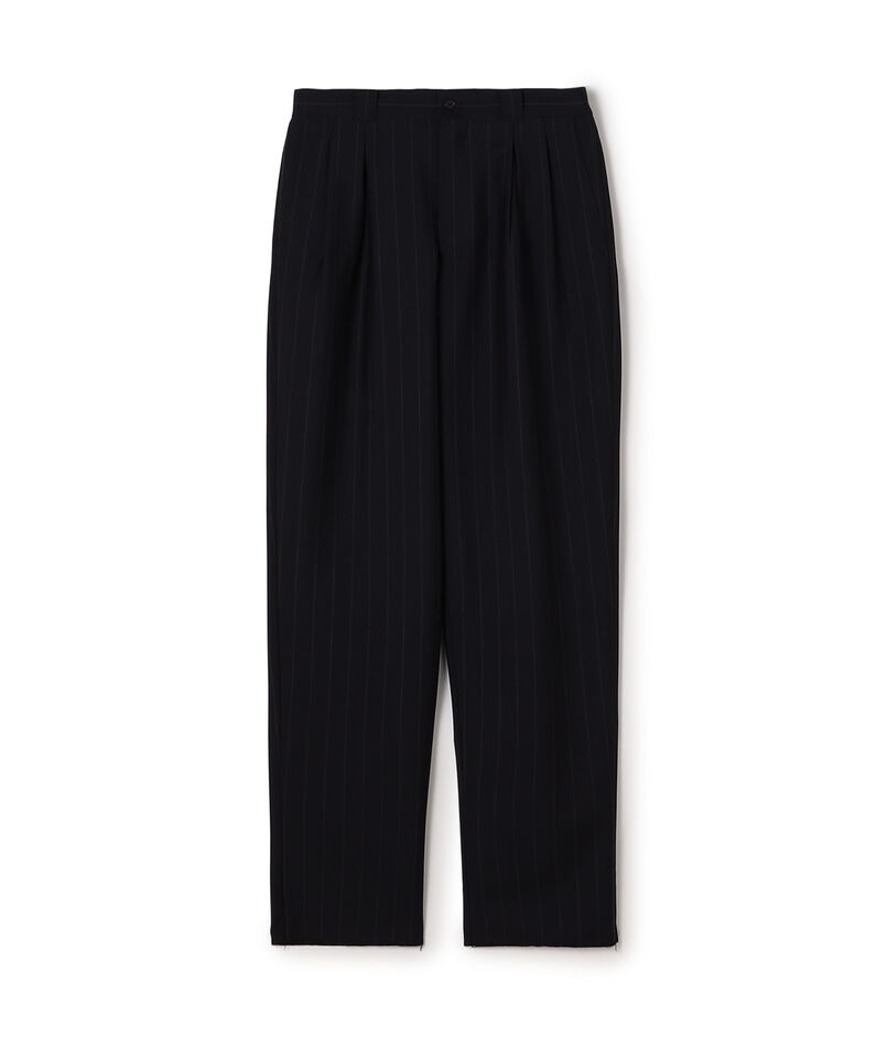 ウールモヘア バレルシルエット2プリーツ スラックス
