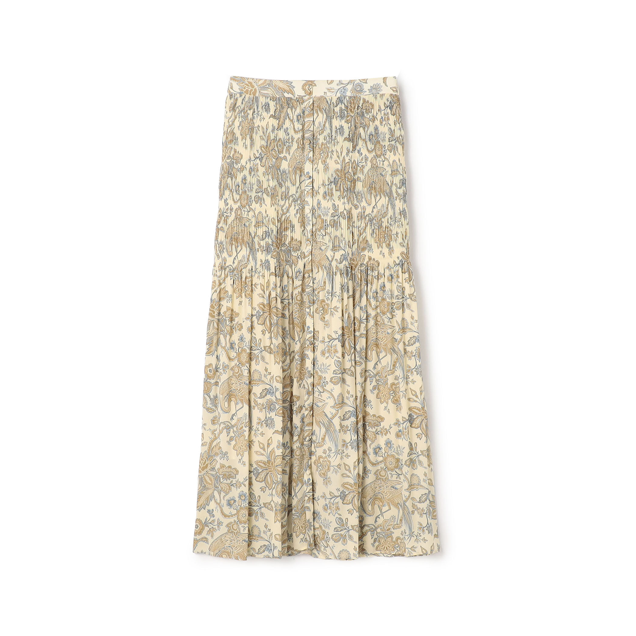 未着用【ソレイアード トゥモローランド】プリント　プリーツ　ロング　スカート SOULEIADO（ソレイアード） スカート ポリエステルプリント プリーツ