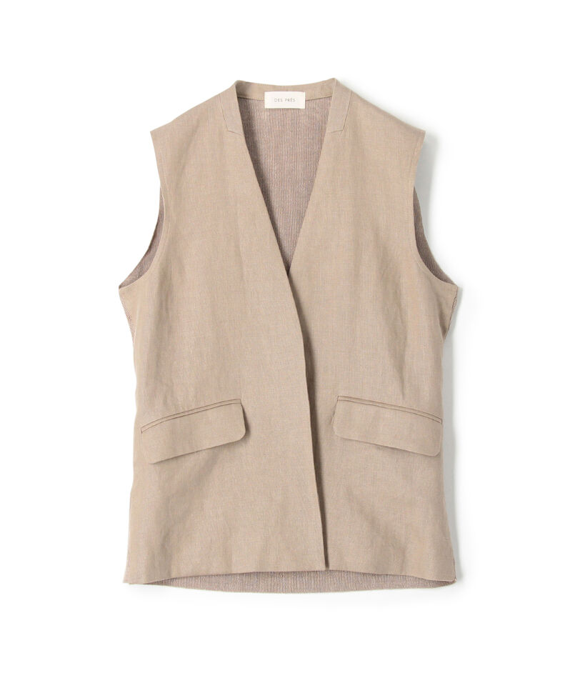 ■リネンファブリックコンビ ショートジレ