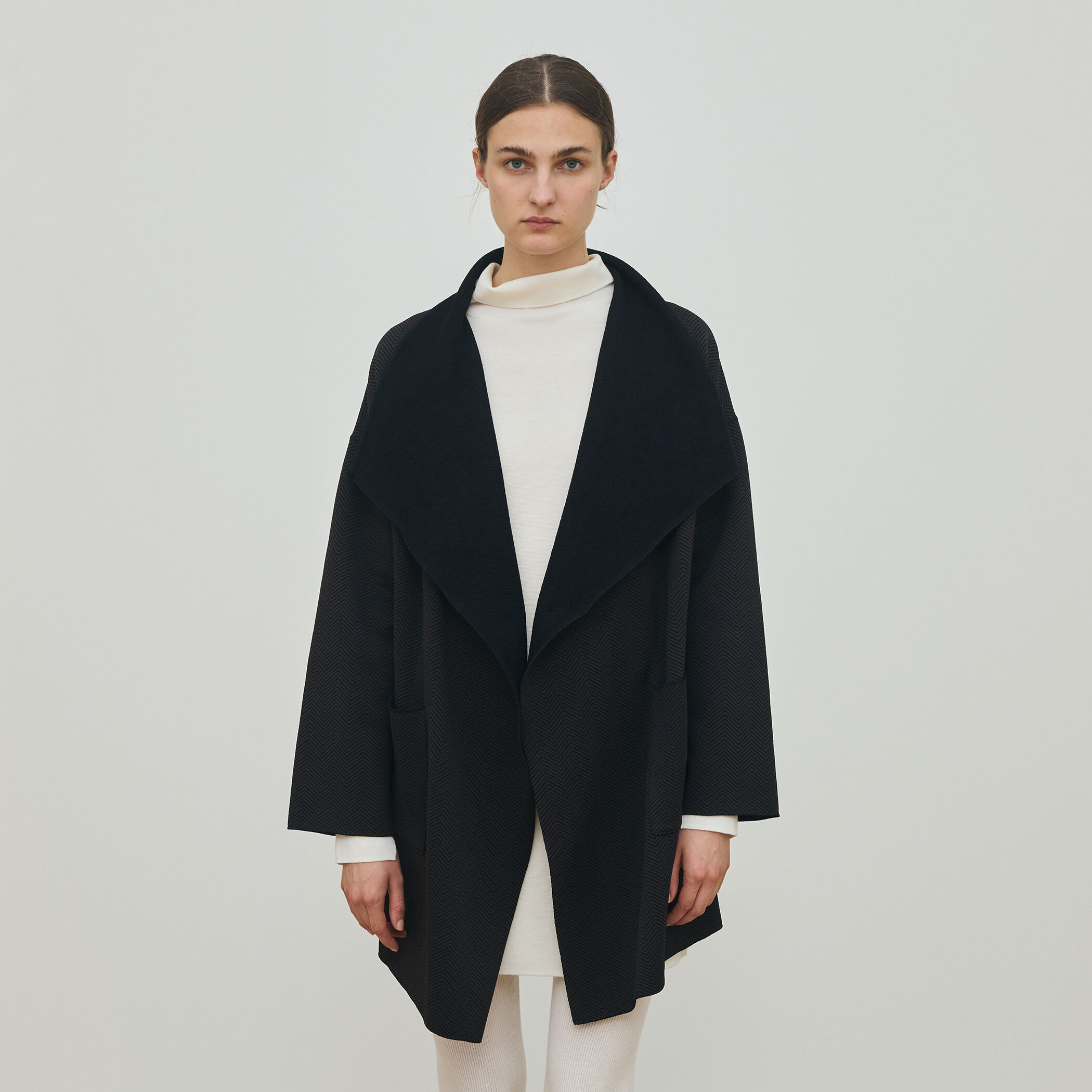 ヘリンボーンダブルフェイス トライアングルカラーコート