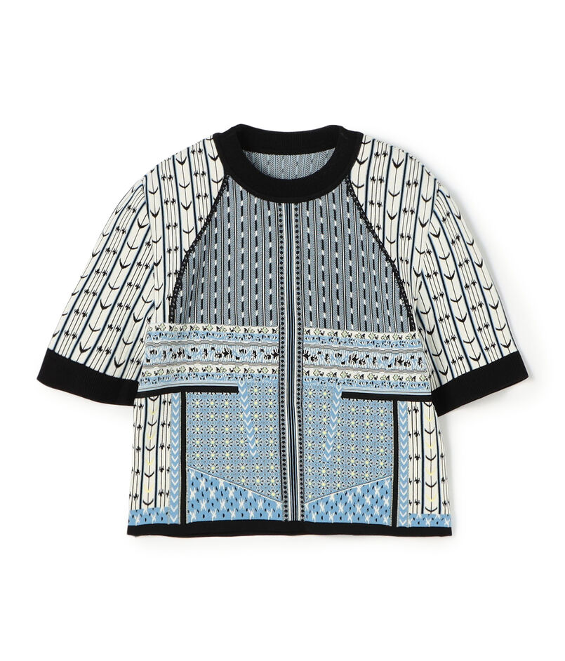Mame Kurogouchi Geometric Pattern Knitted Top