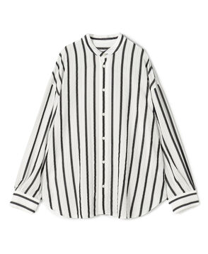 【WEB先行予約】ソフトストライプ スタンドカラーシャツ