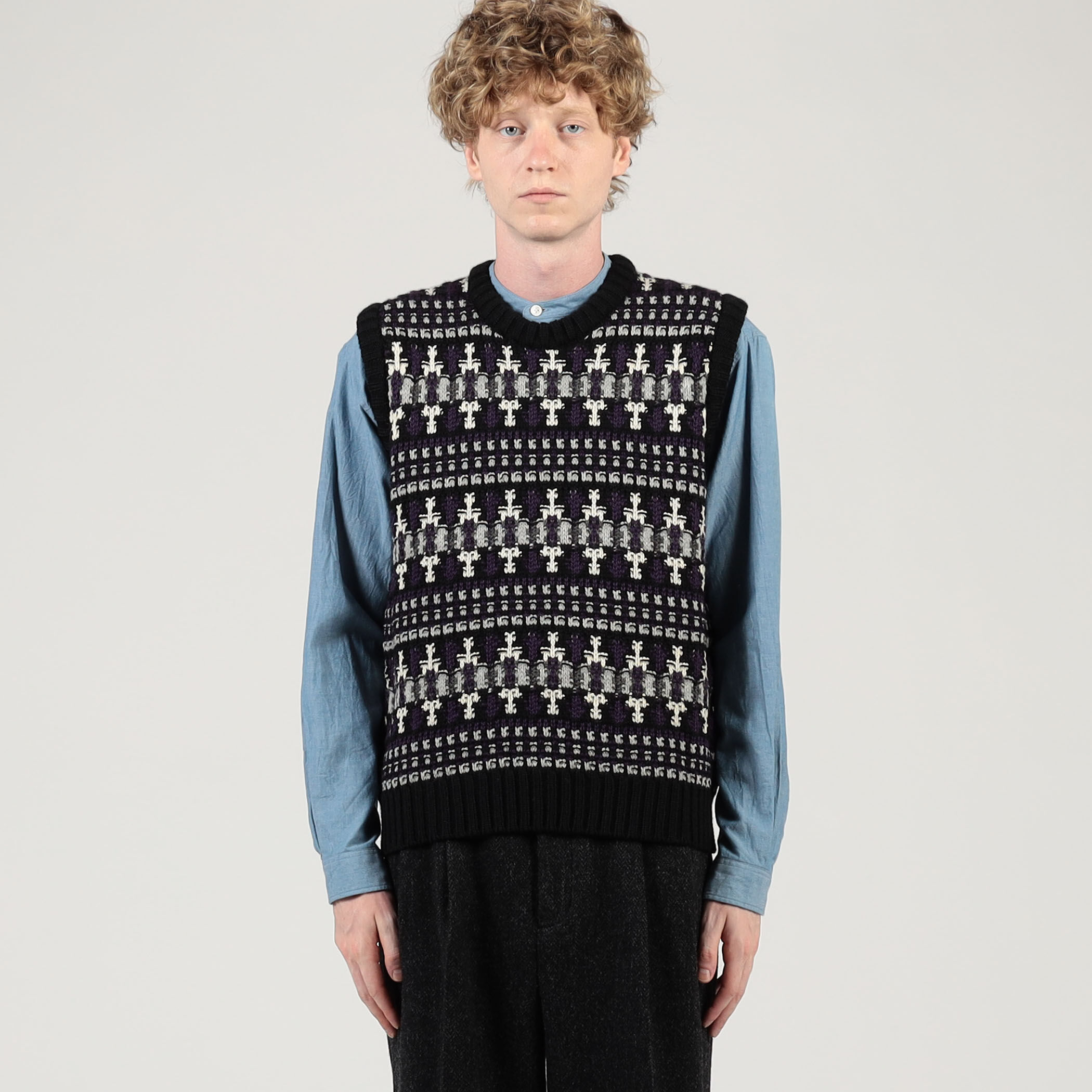 別注】Redeux メリノウールフェアアイル柄 クルーネックニットベスト
