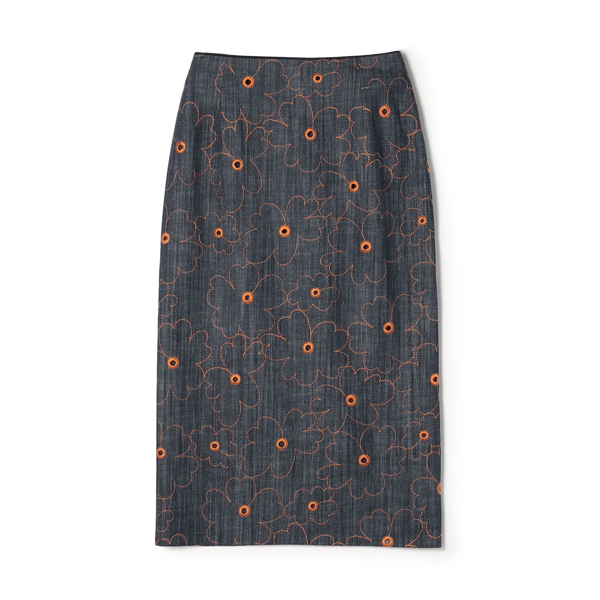 デニムフラワーリング タイトストレートスカート｜トゥモローランド