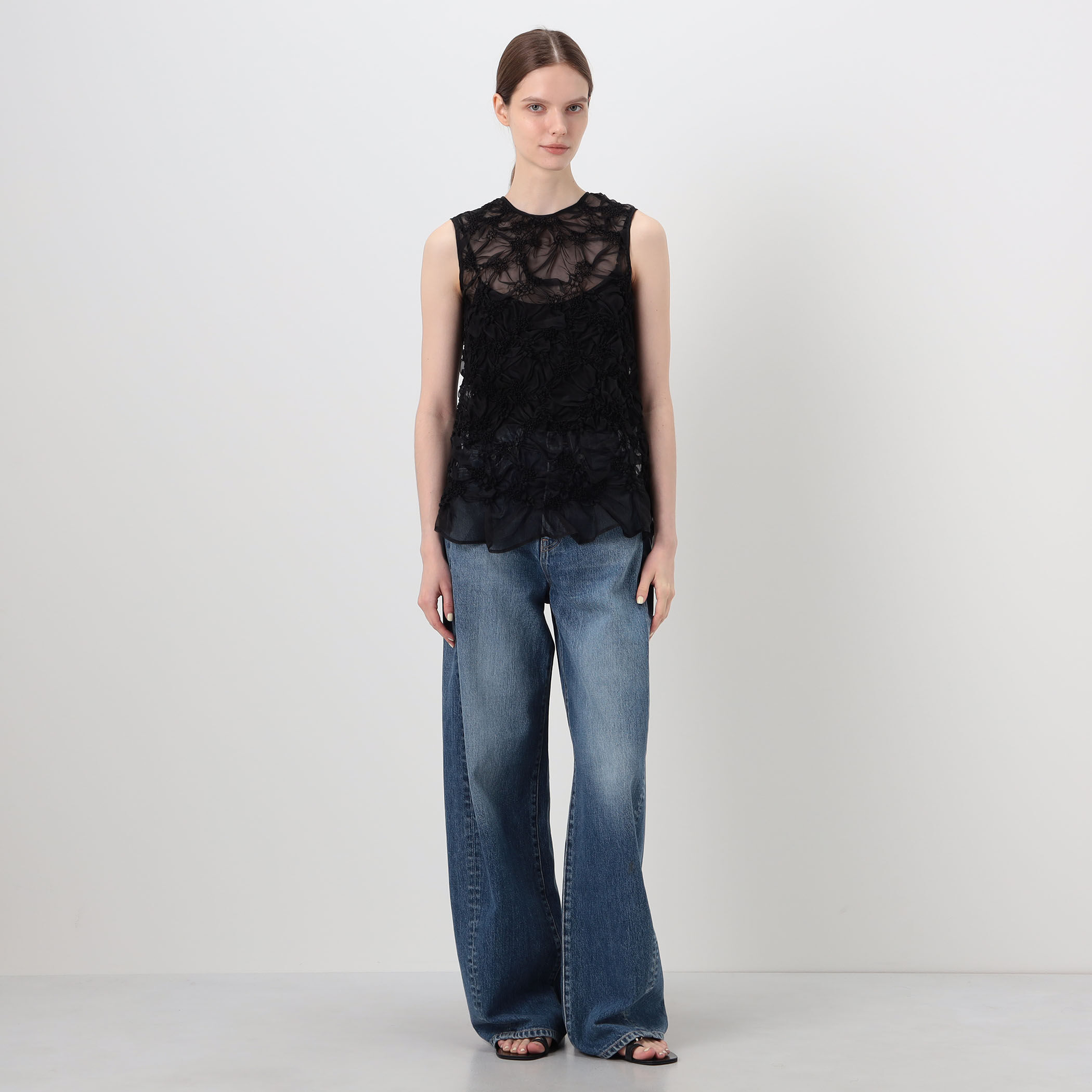 CECILIE BAHNSEN UTANIA TOP シアー スリーブレストップ