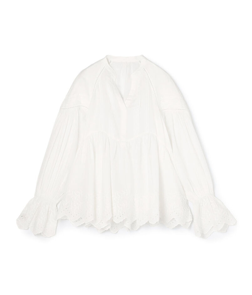 ne Quittez pas Cotton Voile Gather ブラウス