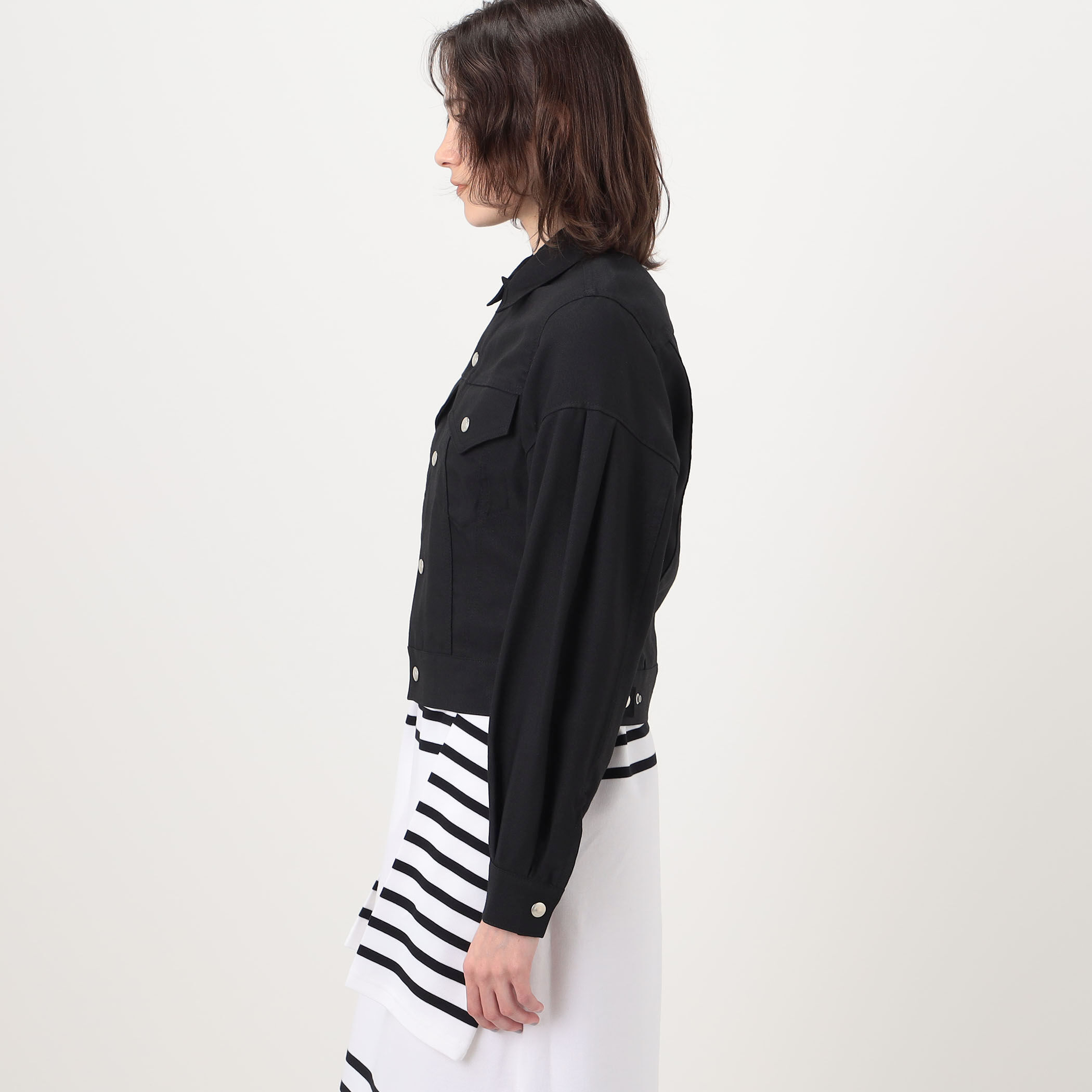 T*e様 THE PAUSE ブラックバルーンスリーブジャケット HYKE OXFORD BALLOON SLEEVE JACKET バルーンスリーブジャケット