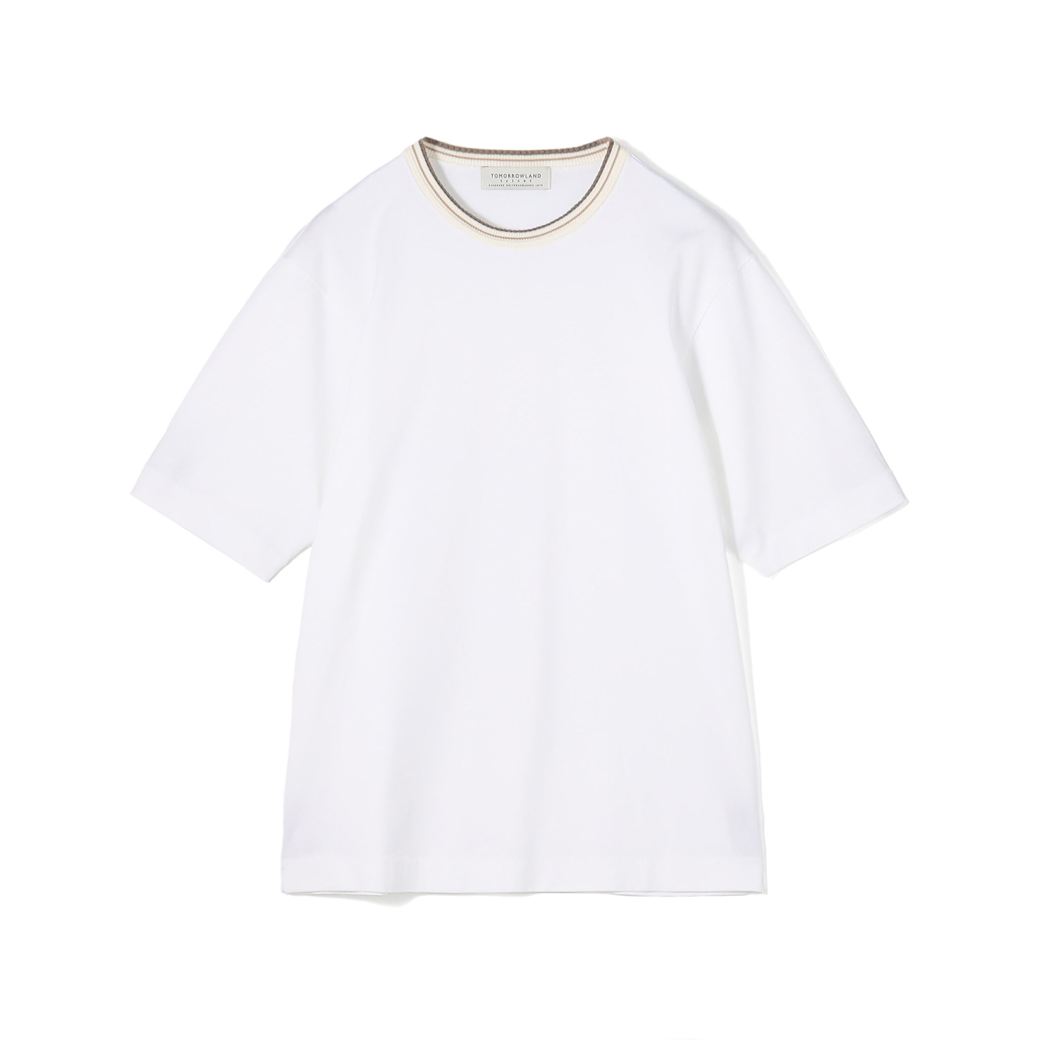 スーピマコットンシルケット リンキングニット襟Tシャツ