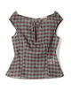 SHUSHU/TONG Keyhole Crop Top リネン チェックブラウス