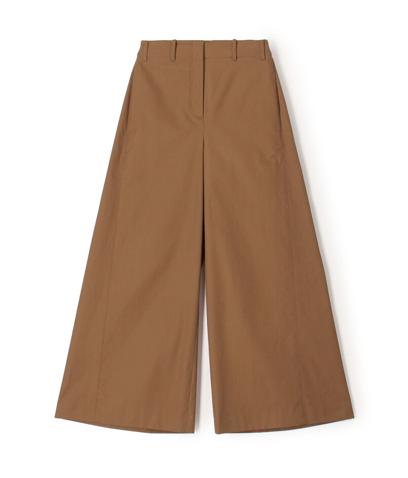 コットンギャバジン ワイドフレアパンツ