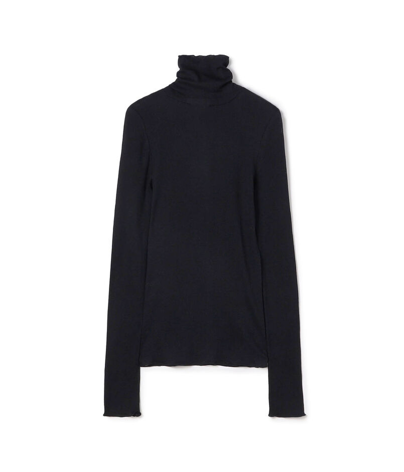 コットンシルクリブ タートルネックプルオーバー