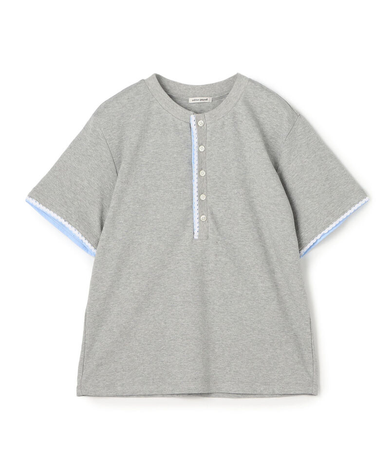 コットンレイヤードヘンリーTシャツ