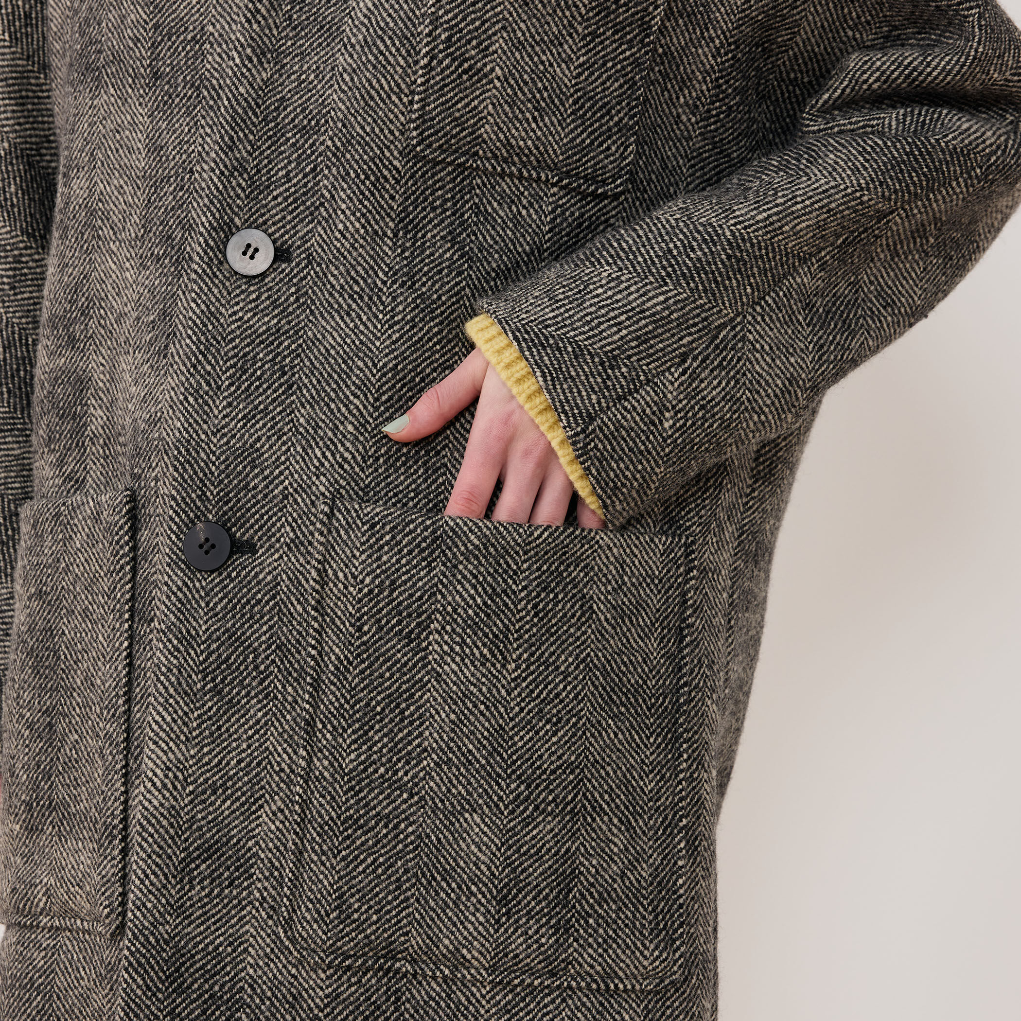 ワイドヘリンボーン ドルマンスリーブジャケットコート