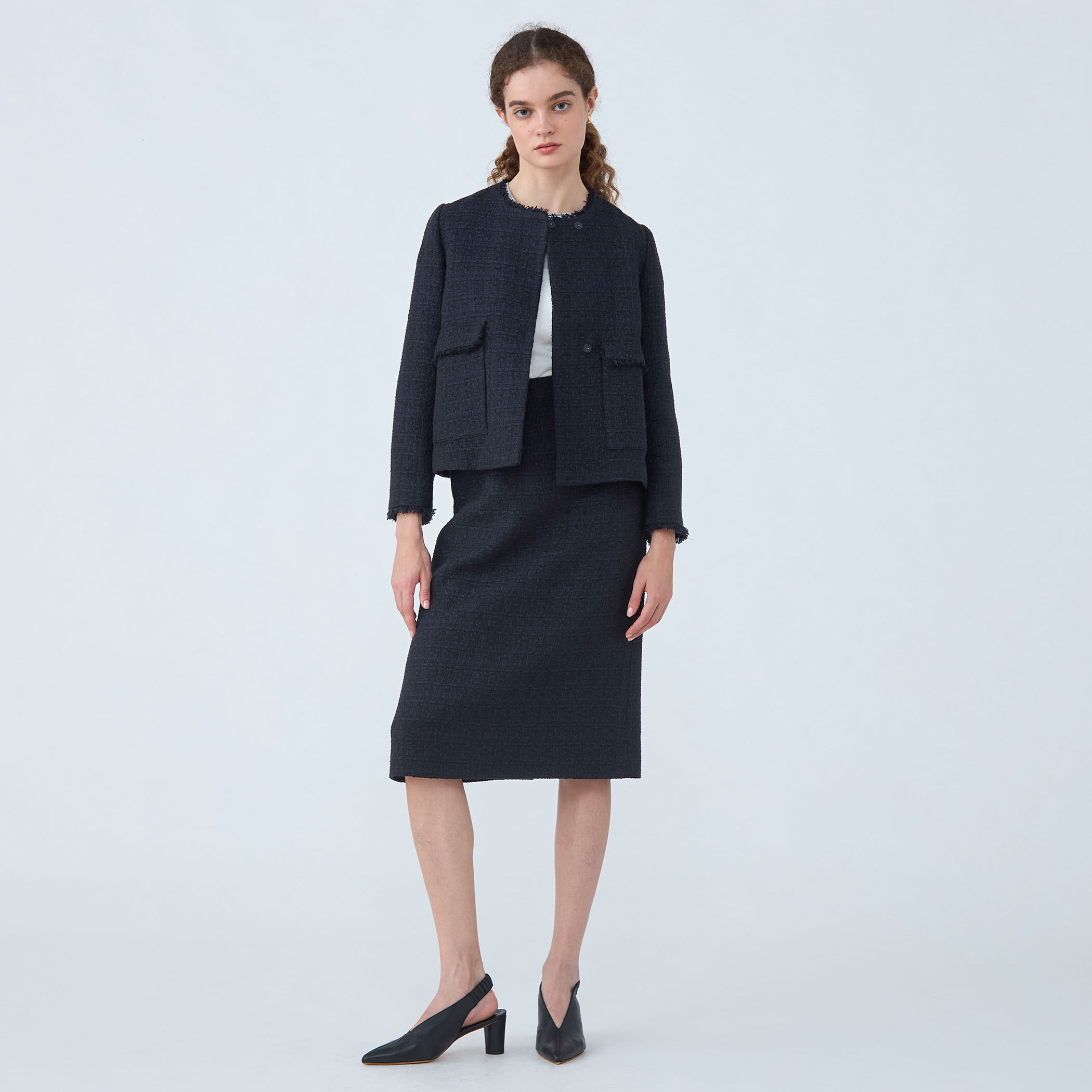 ラメミックスツイード セミダブルクルージャケット｜トゥモローランド