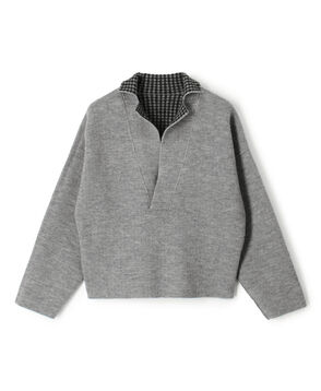 ウールナイロンジャカード スキッパープルオーバー