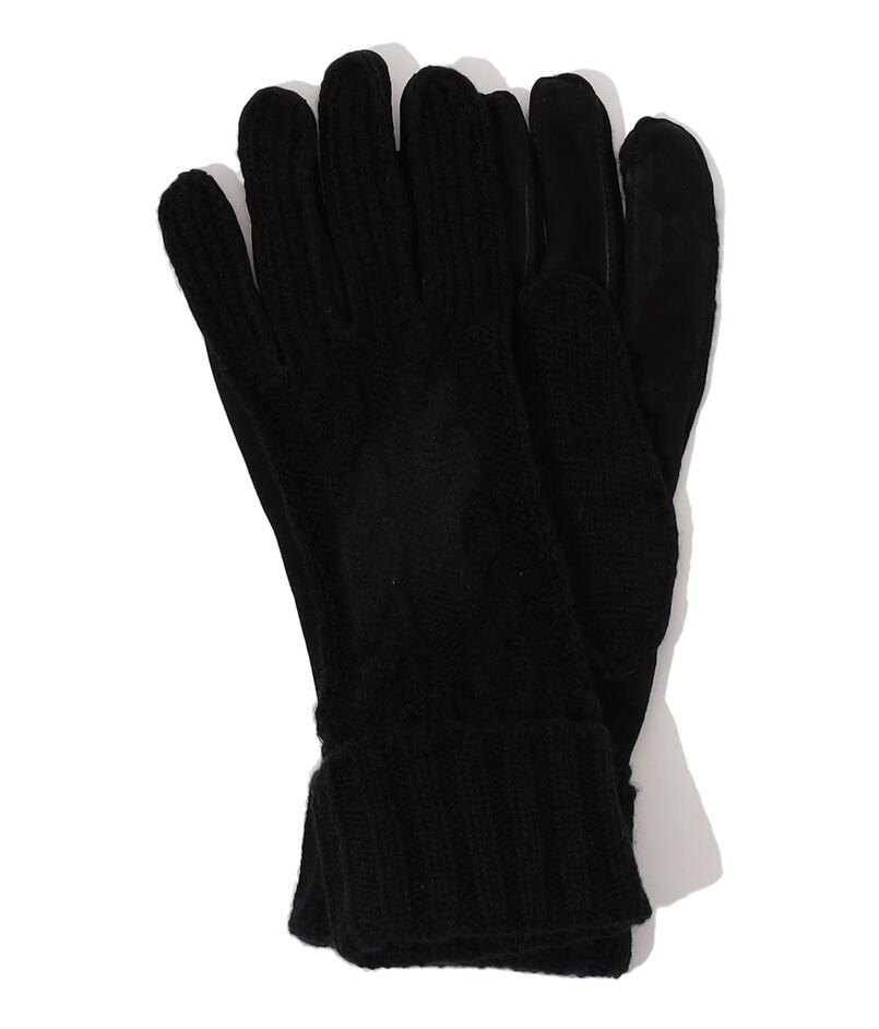 MAZZOLENI カシミヤニット×ラムスキンヌバックコンビグローブ