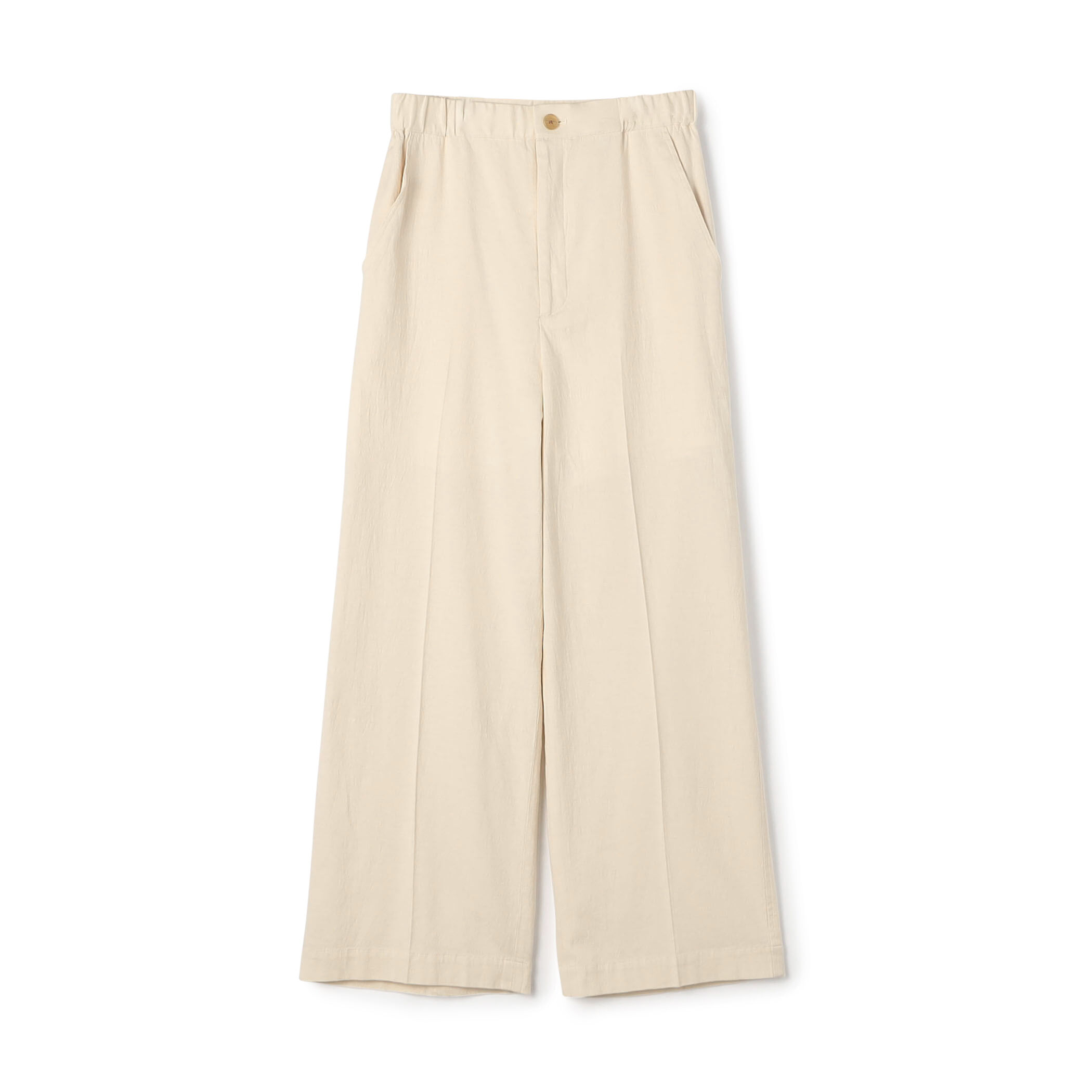 コットンレーヨンリネンストレッチ ストレートパンツ