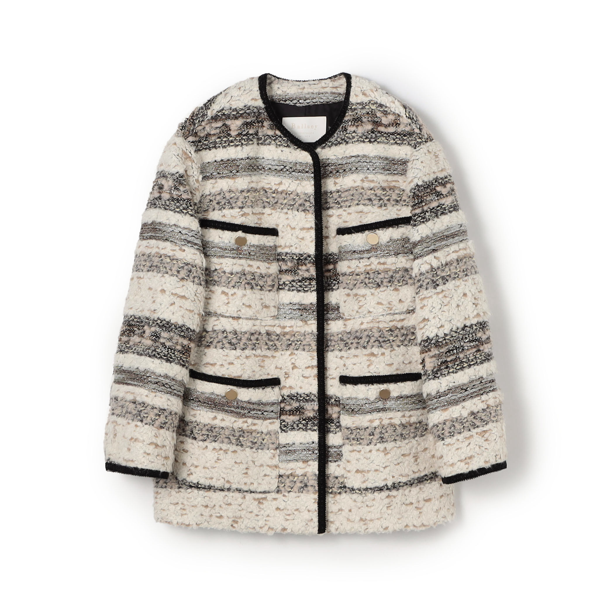 トゥモローランド ツイード ウールコート ベルト付き チャコールグレー トゥモローランド ツイード ウールコート ベルト付き