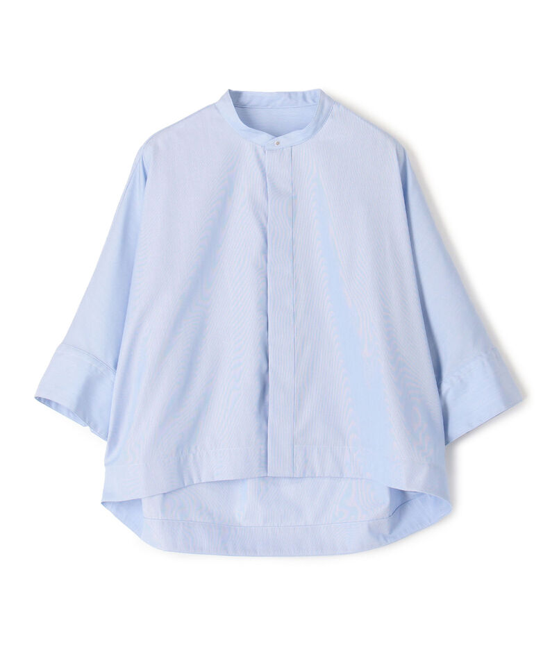 ■コットンブロード バンドカラークロップドシャツ