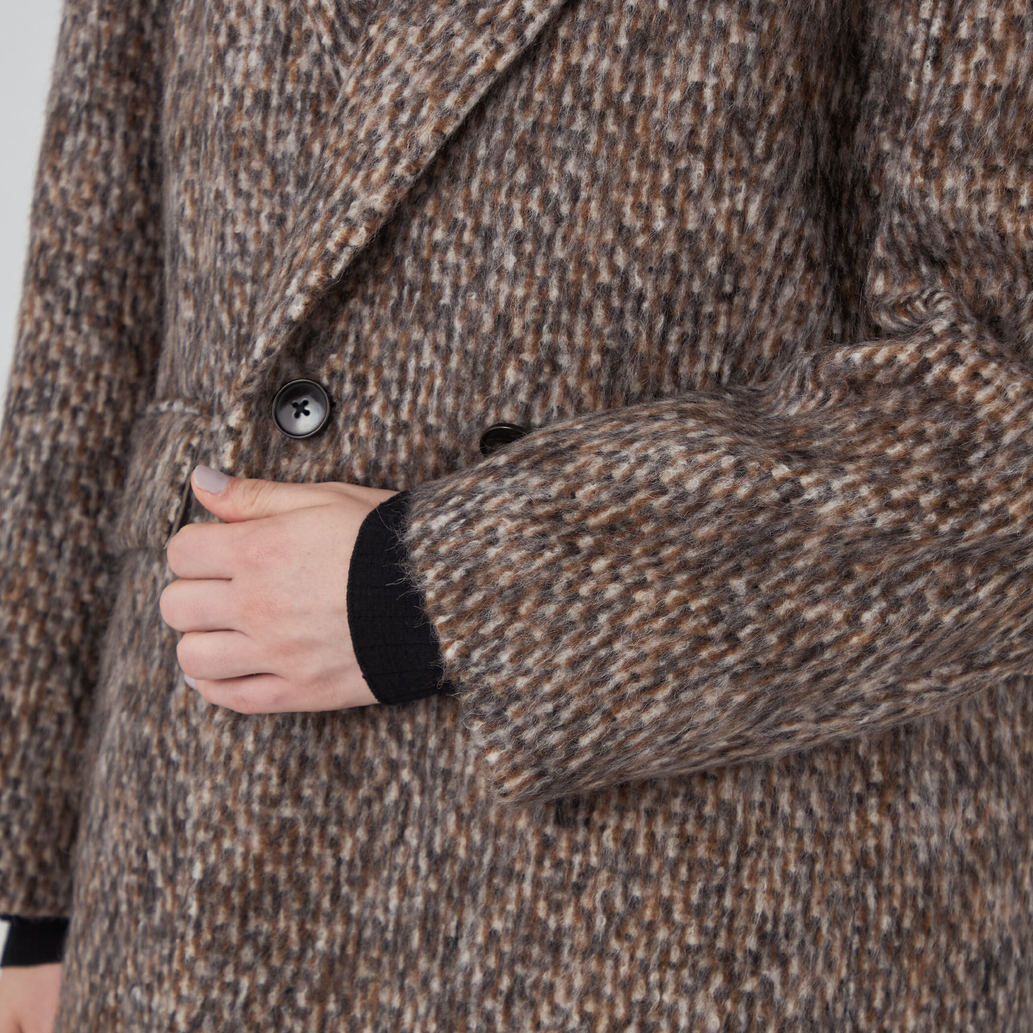 ミースロエ　シャギーダブルブレストジャケット　キャメル　サイズ0 ミースロエ シャギーダブルブレストジャケット キャメル サイズ0