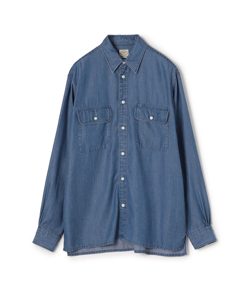 リヨセルデニム ダブルポケット レギュラーカラーシャツ
