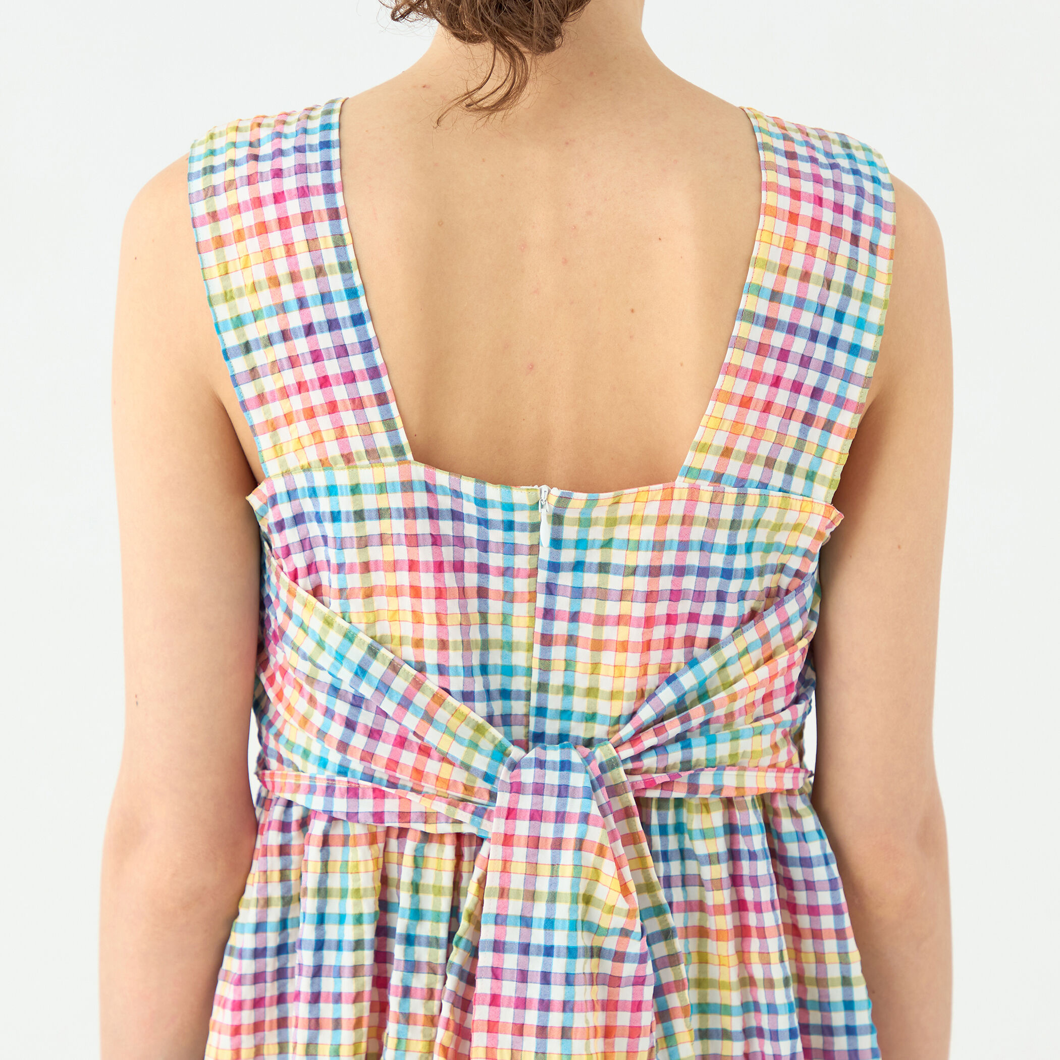 マルチギンガムチェック バックリボンワンピース