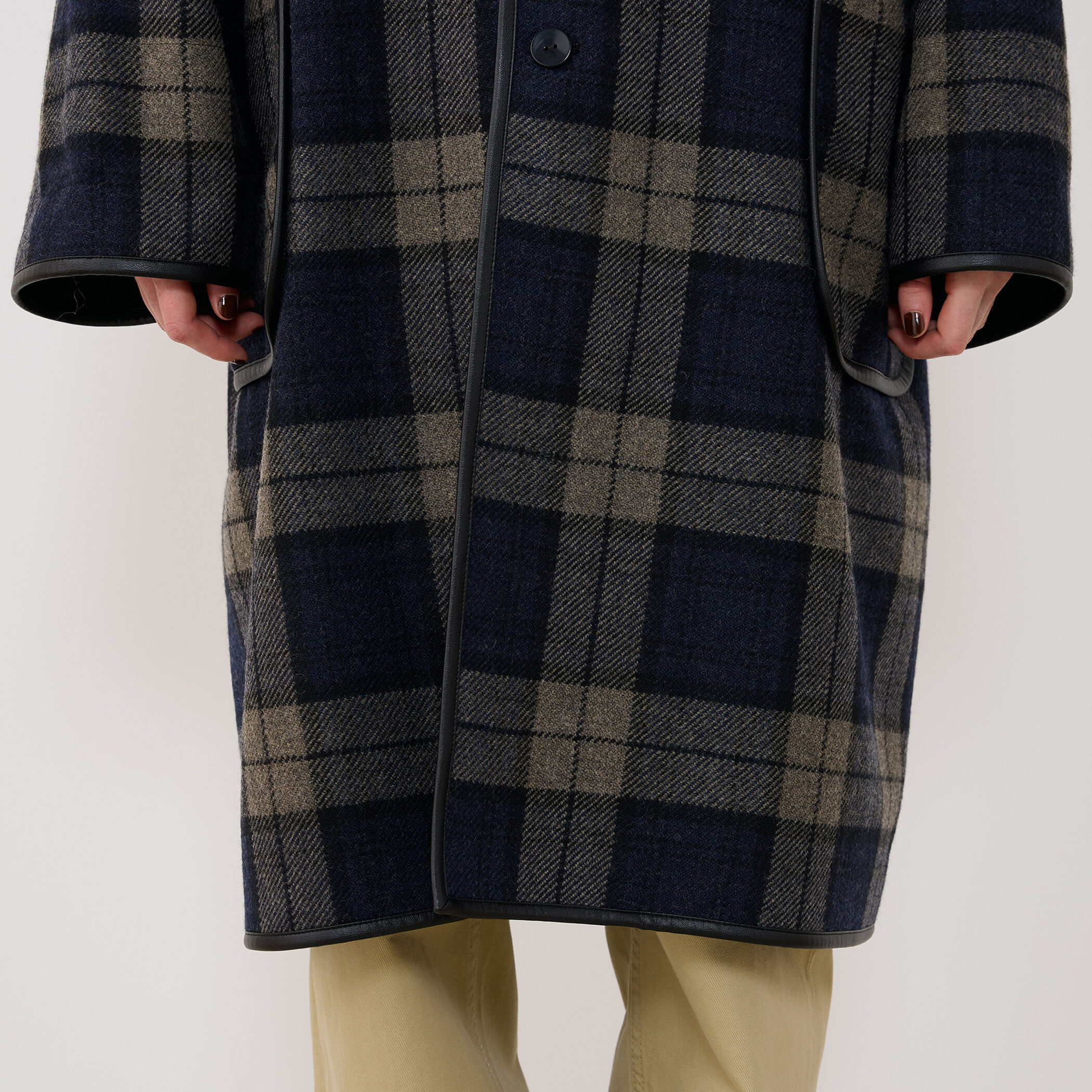 タータンウールツイード バルカラーコート｜トゥモローランド