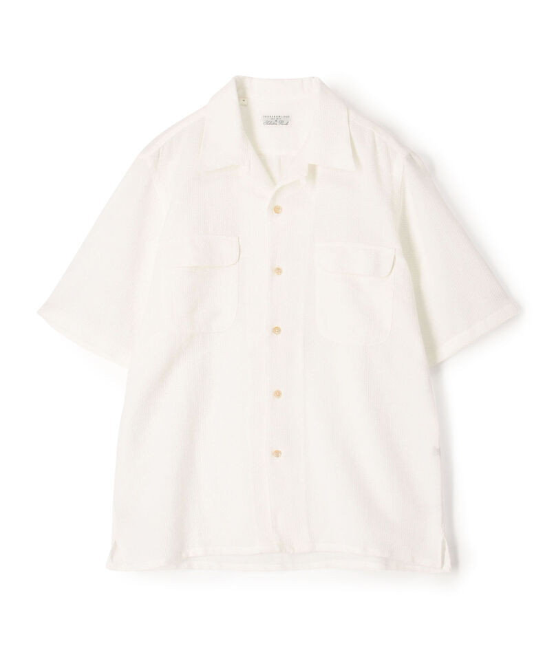 【別注】Salbatore Piccolo BRYAN コットンメッシュ ダブルポケットオープンカラー ハーフスリーブシャツ