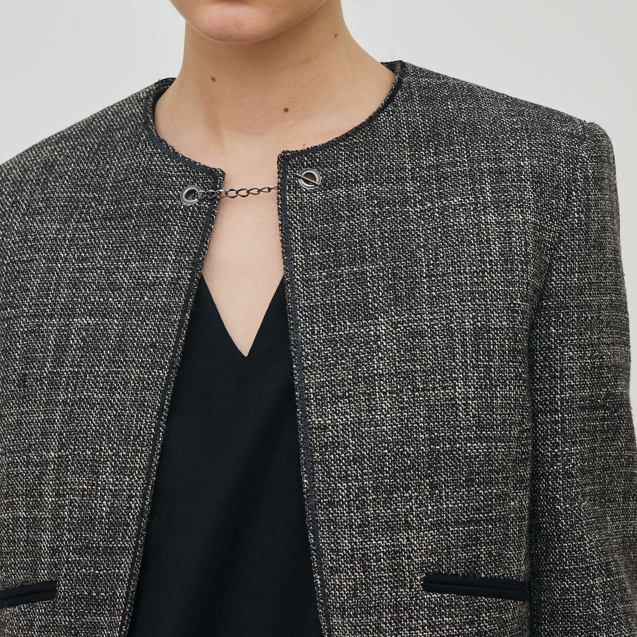 ウールリネンツイード クロップドジャケット｜トゥモローランド 公式通販