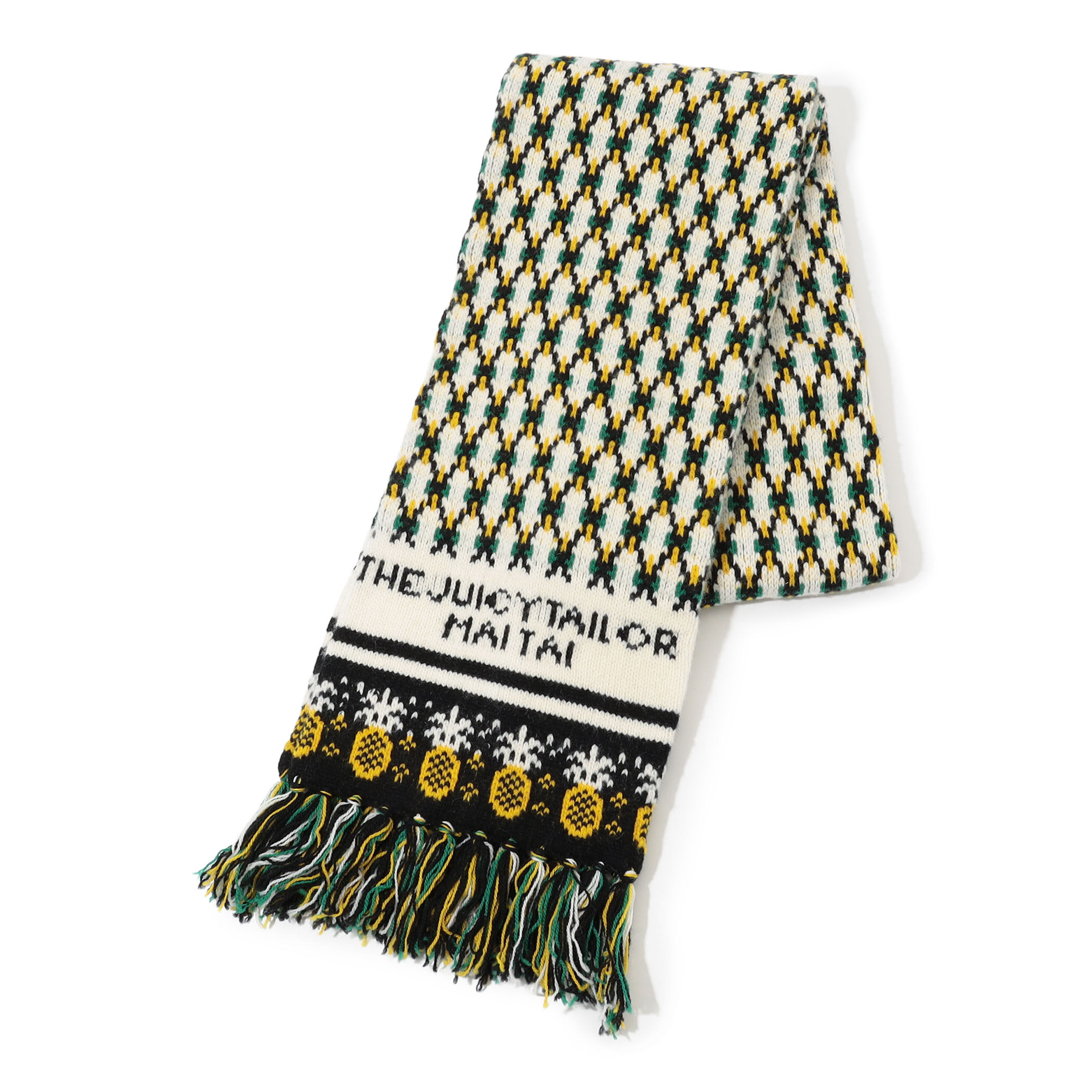 Mai Tai ラムズウール ダブルジャガード フリンジマフラー