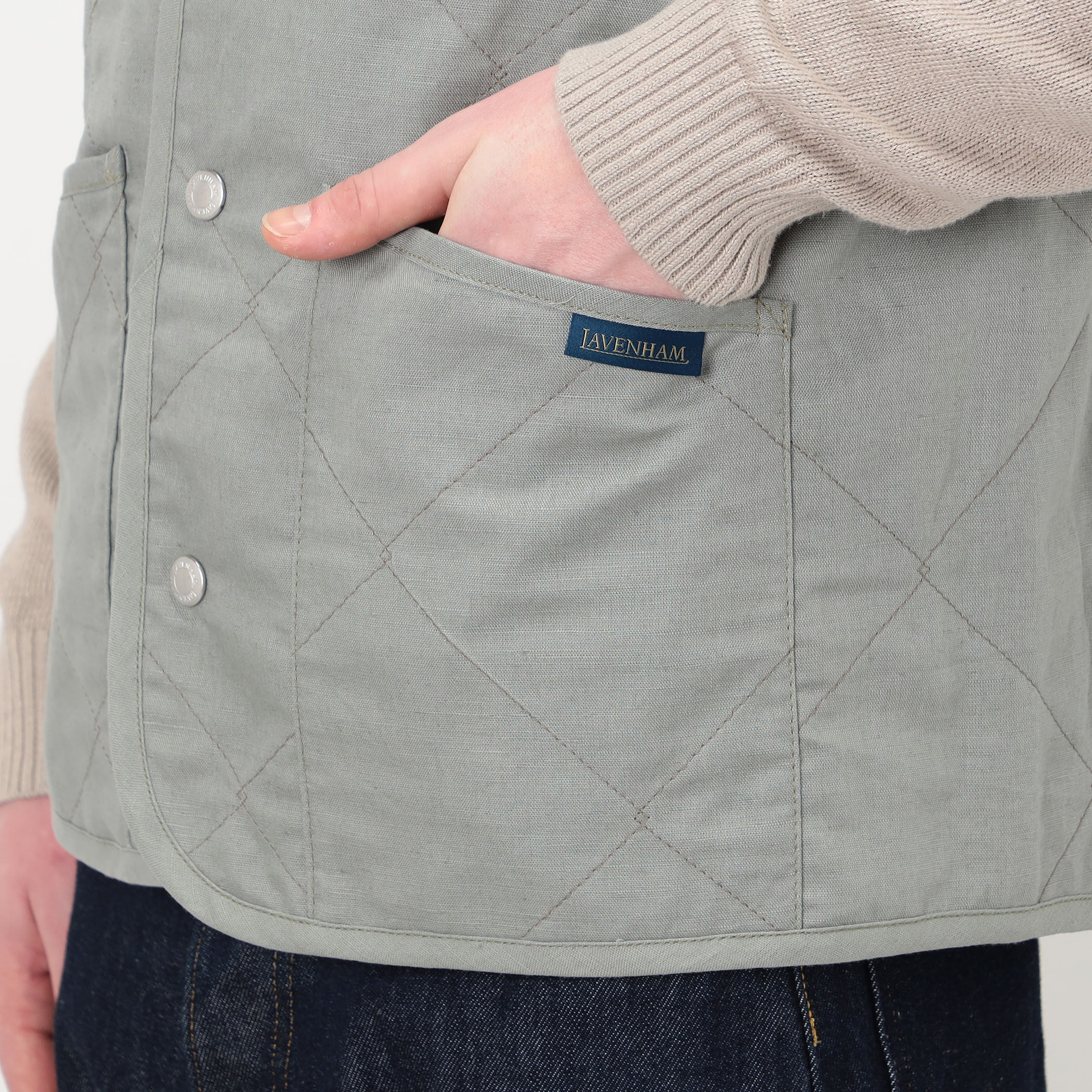 LAVENHAM UNWADDED THORNHAM リネンコットン キルティングベスト