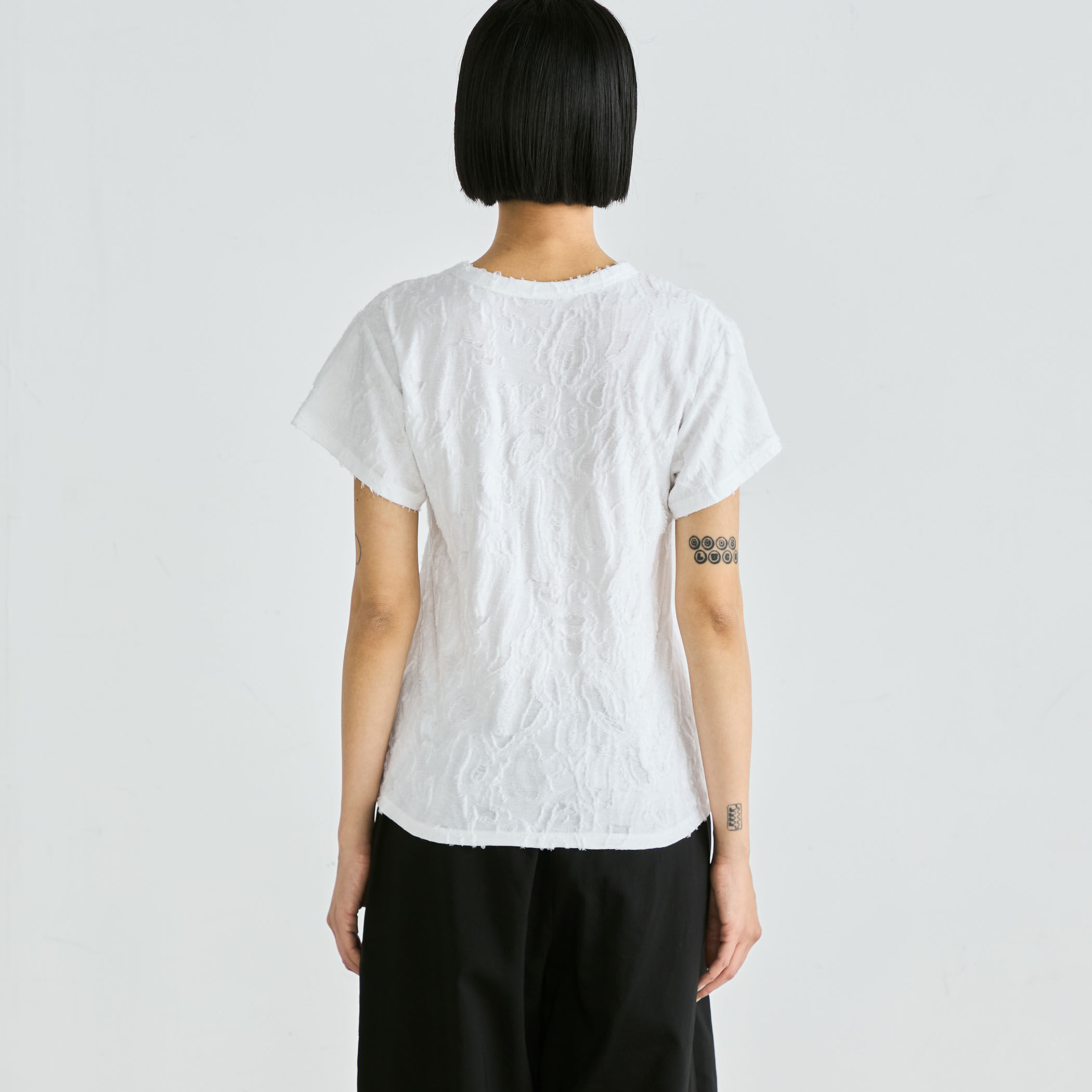 【EDITION】バックカットジャカード ハーフスリーブトップス バックカットジャカード ハーフスリーブトップス（Tシャツ