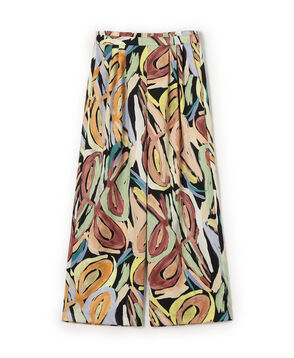 ハンドペイントプリント タックセミワイドパンツ