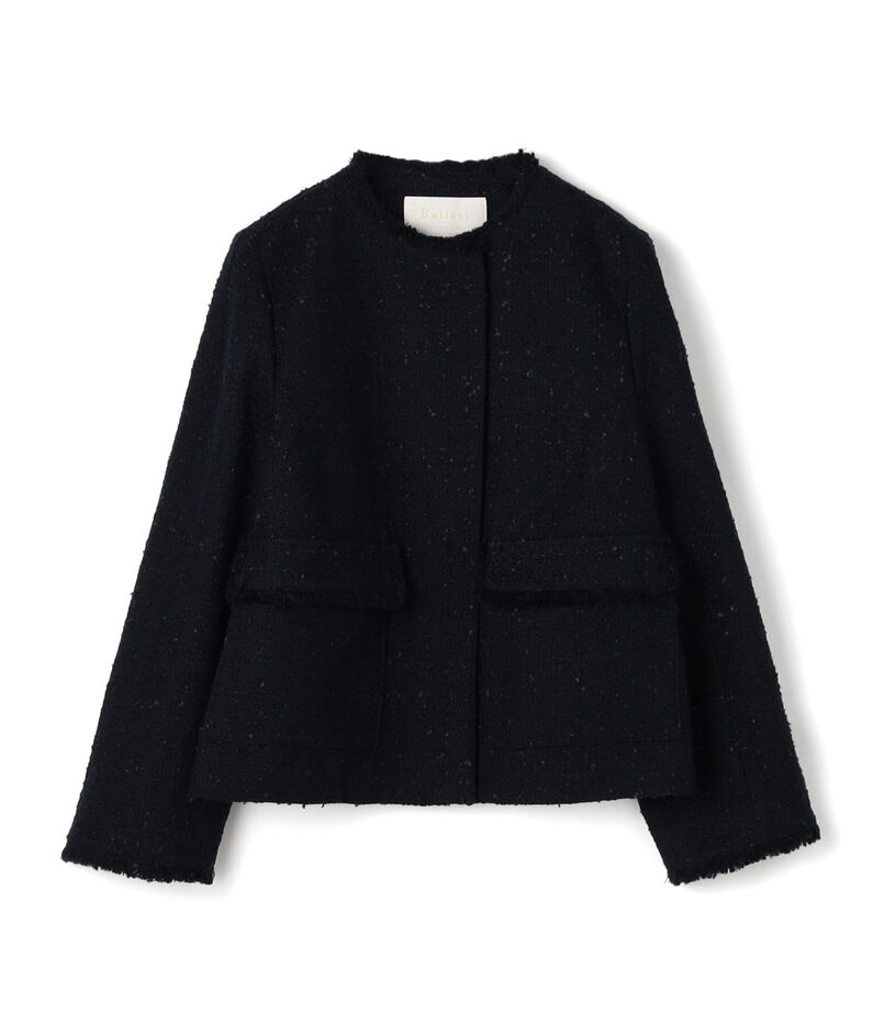 コットンスラブツイード セミダブルクルーネックジャケット