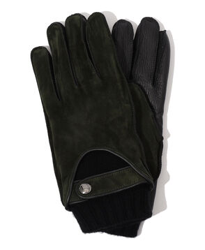 MAZZOLENI カシミヤライニング ラムスキンヌバック×ディアスキンコンビグローブ