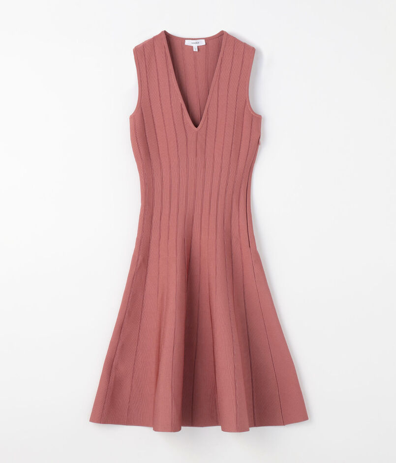 CASASOLA Vネックリブニットワンピース