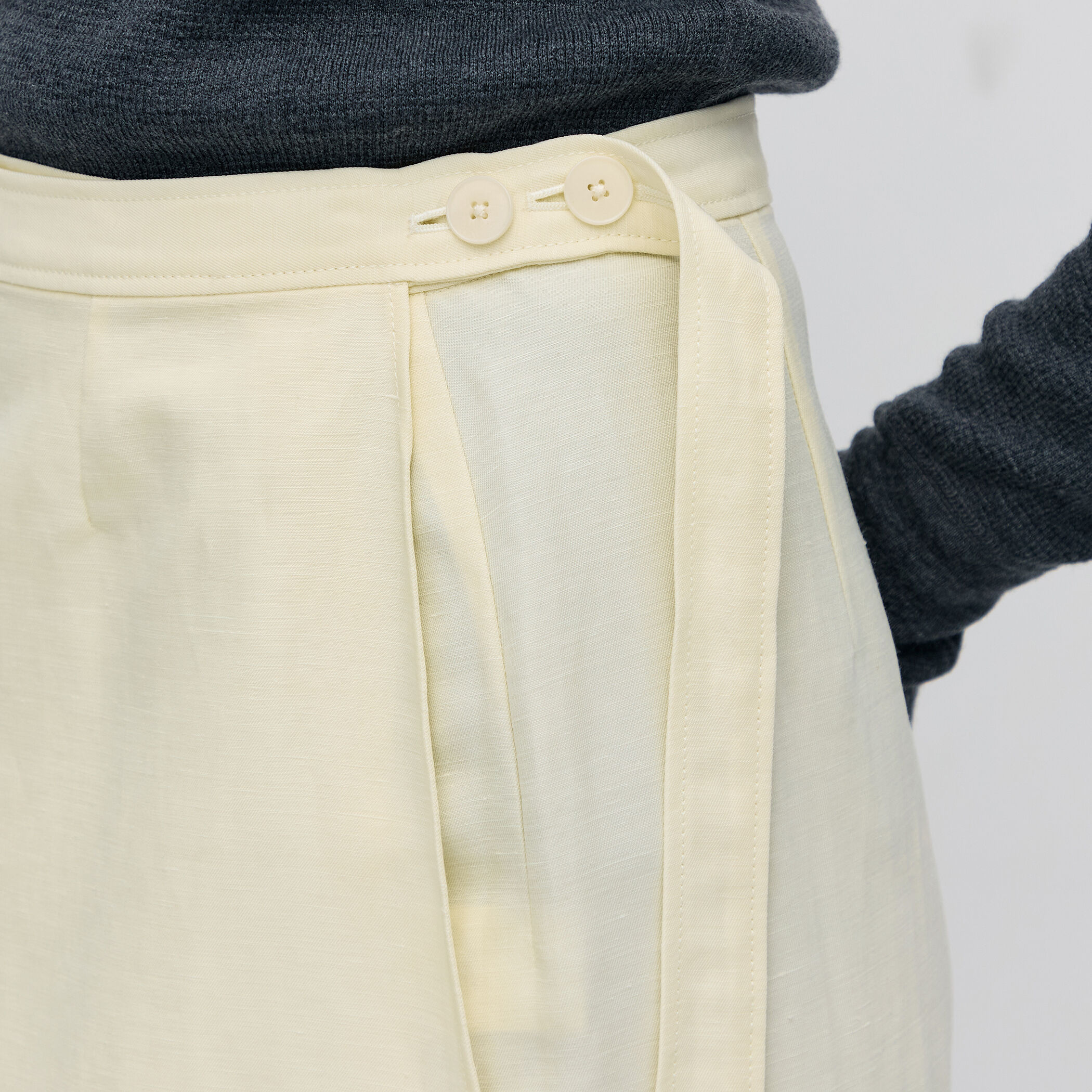 BACCA ナイロンリネンビンテージギャバジン レースコンビラップスカート ナイロンリネンビンテージギャバジン レースコンビラップスカート